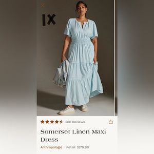 Anthropologie Somerset Linen Maxi Dress